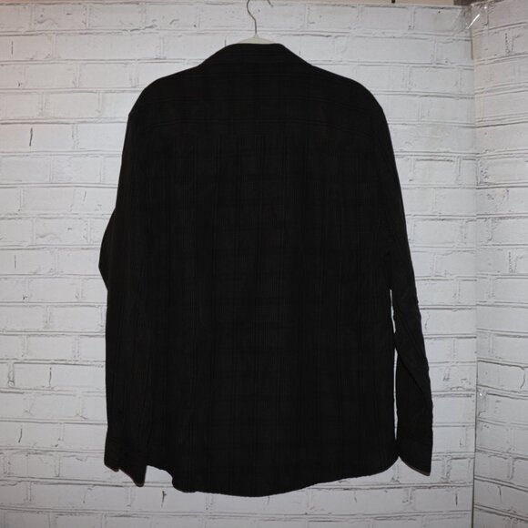 Gray plaid luxury microfiber button-down long sleeve shirt size XL David Taylor - Picture 2 of 7